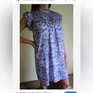 Simply Southern Blue and Pink ruffle dress